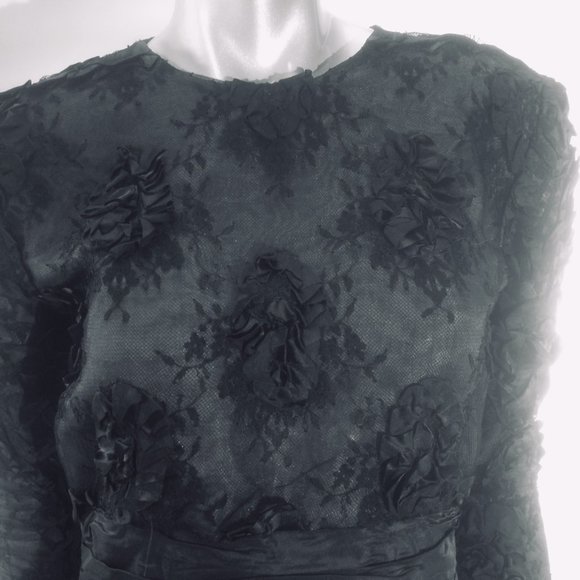 Ruben Panis Vtg Lace Evening Cocktail Midi Dress - Picture 9 of 16